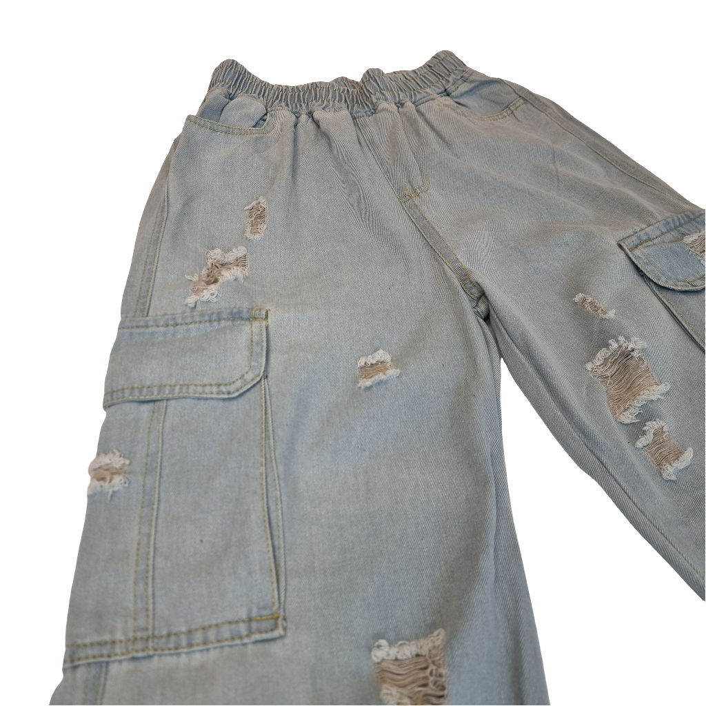 Distressed Utility Cargo Jeans