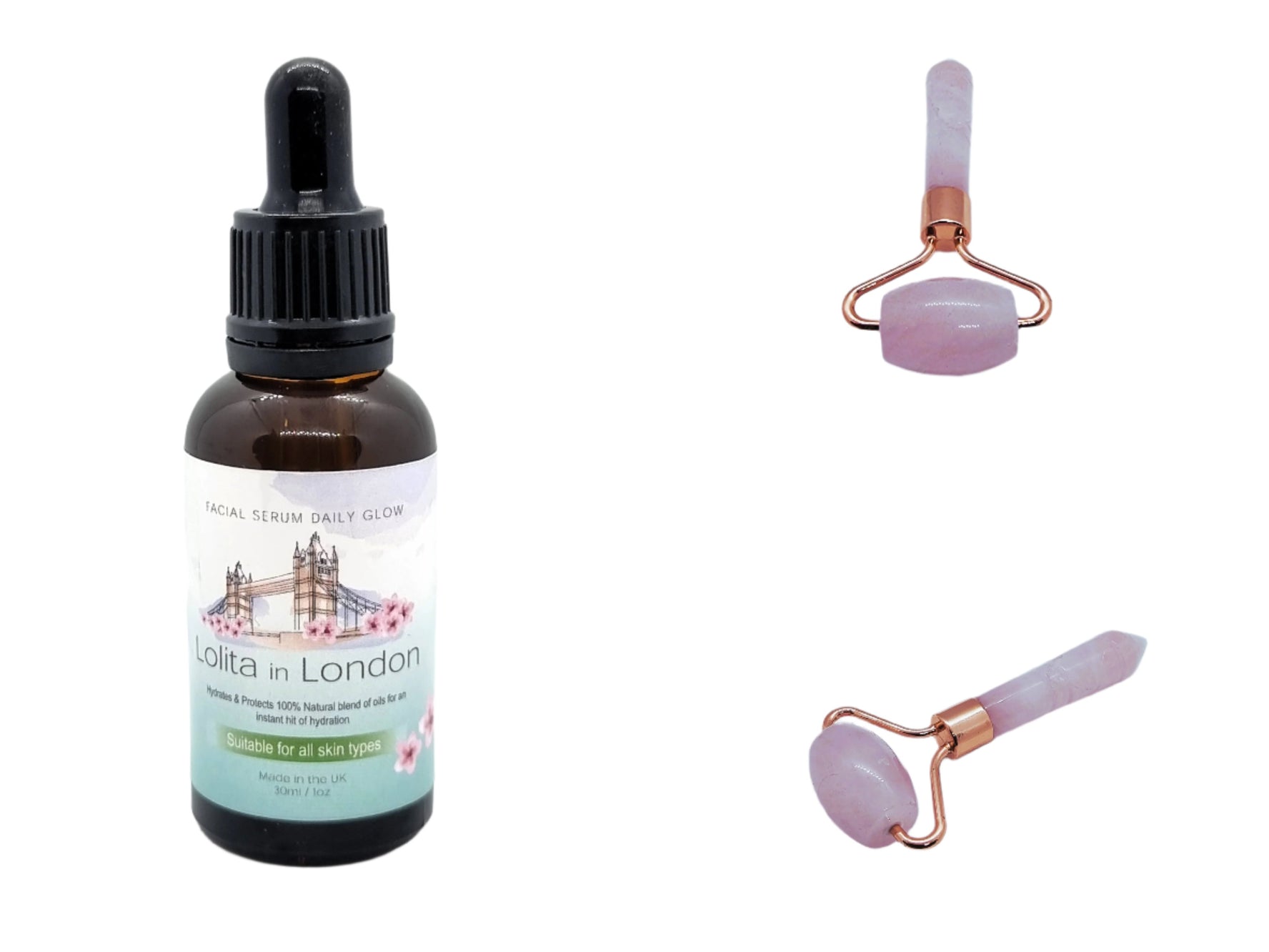 Facial Serum Daily Glow & Rose Quartz Facial Roller