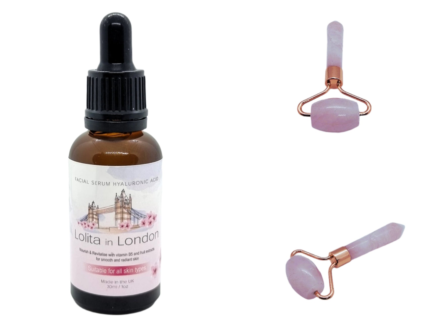 Facial Serum Hyaluronic Acid & Rose Quartz Facial Roller