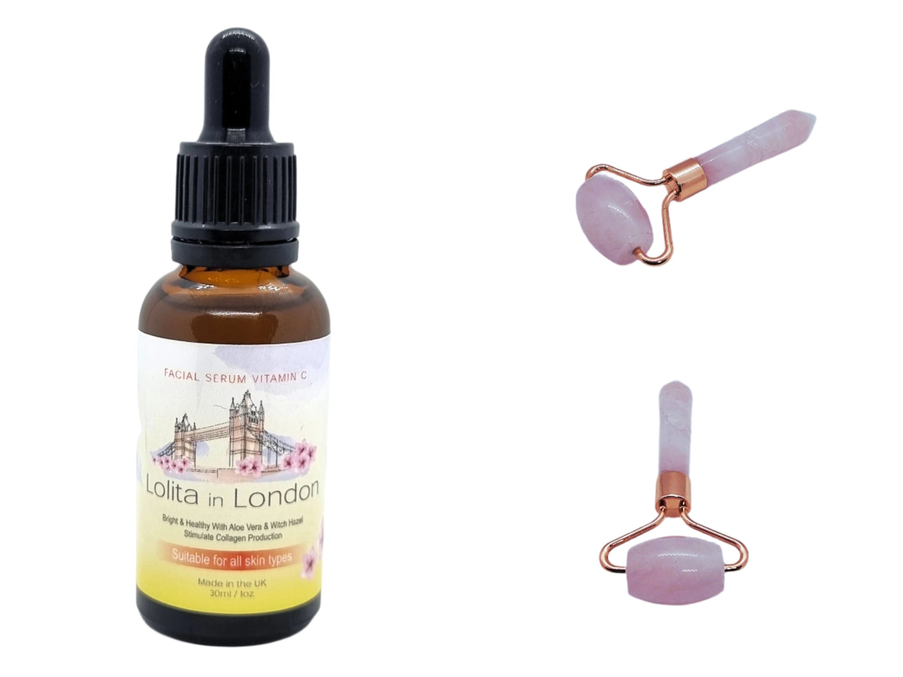 Facial Serum Vitamin C & Rose Quartz Facial Roller