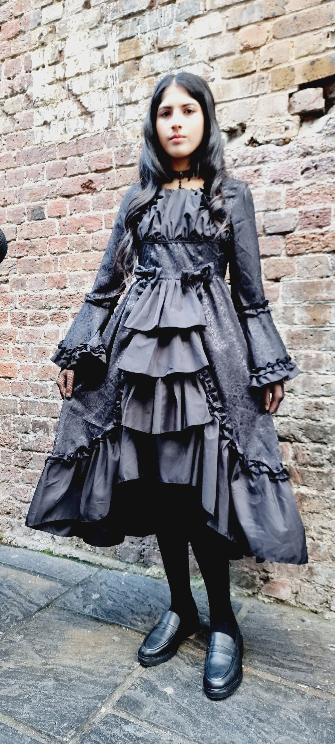 Gothic Elegance Black Long-Sleeve Lolita Dress