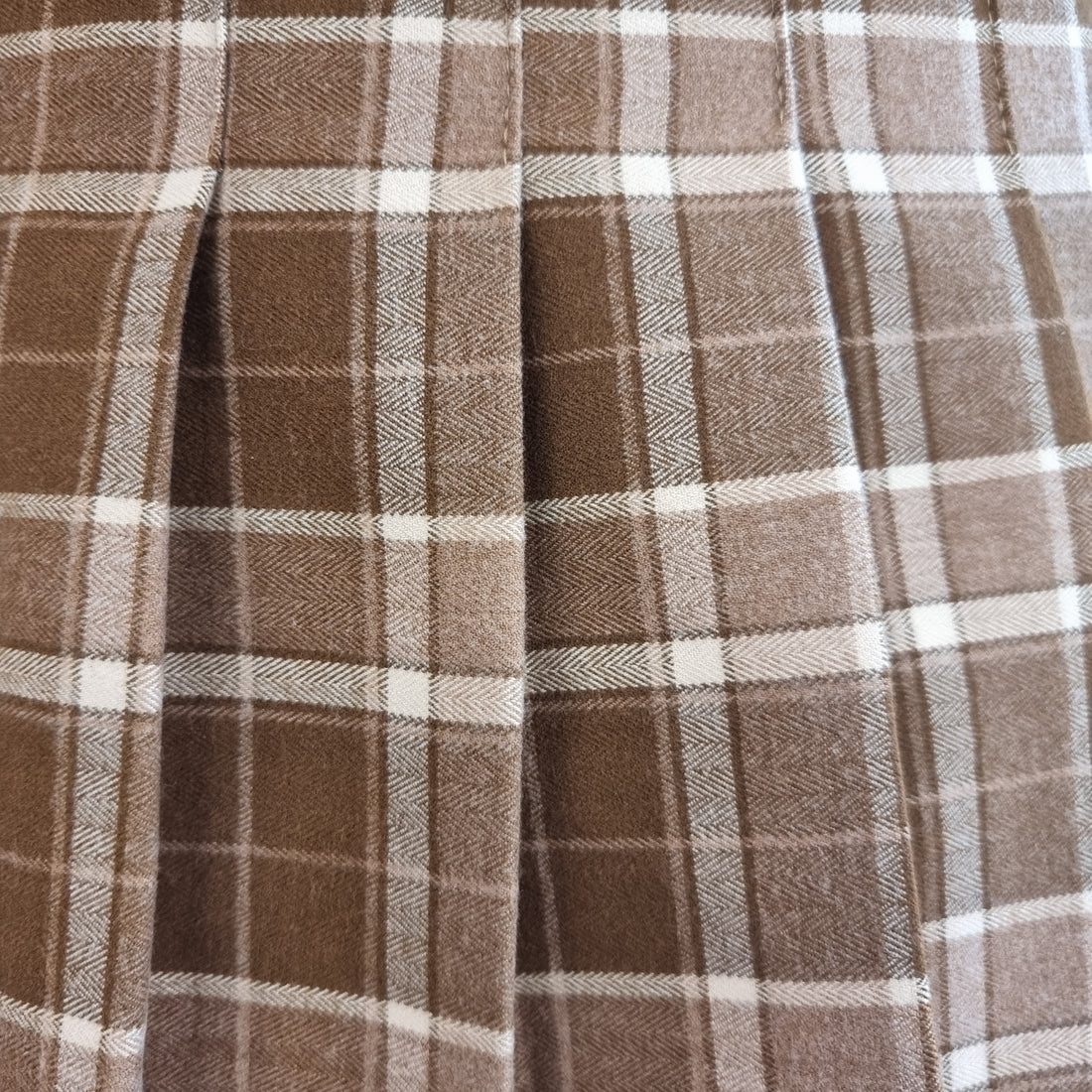 Brown Plaid Wool-Blend Pleated Mini Skirt