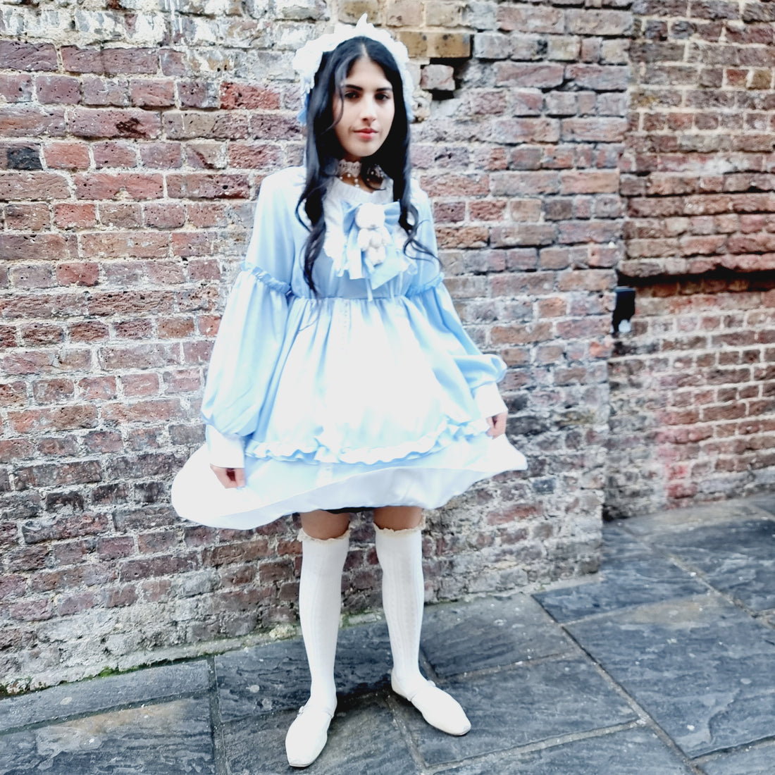 Dreamy Light Blue Long-Sleeve Lolita Dress