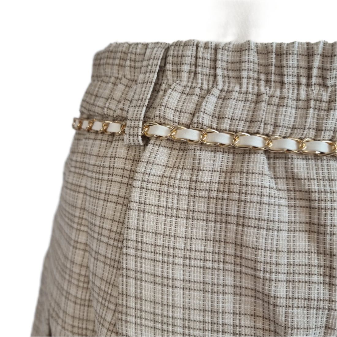 Classic Beige Plaid Skirt