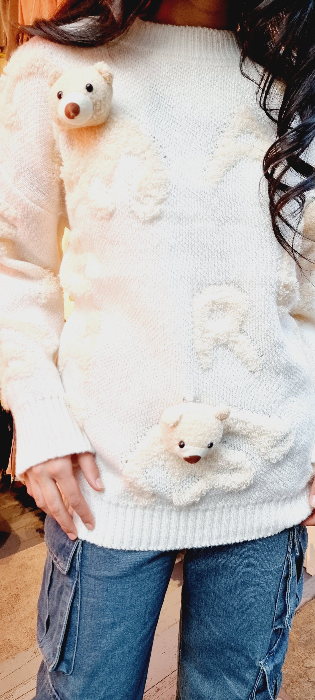 Cozy Teddy Companion Cream Sweater