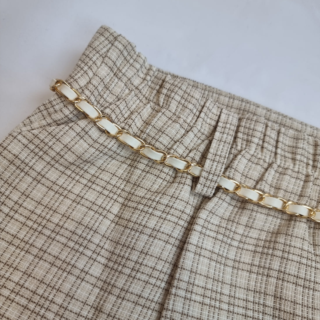 Classic Beige Plaid Skirt