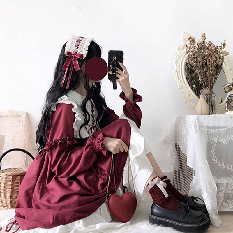 Victorian Charm Burgundy Lolita Dress