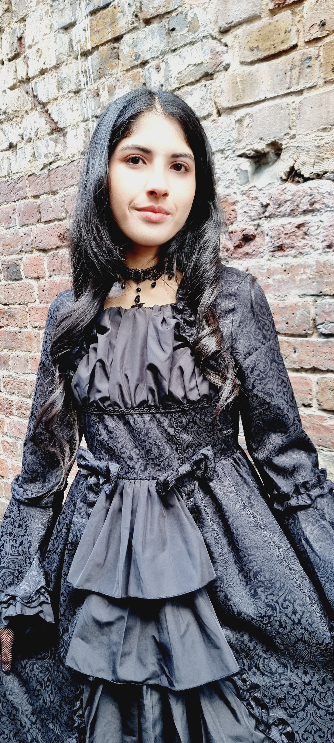 Gothic Elegance Black Long-Sleeve Lolita Dress